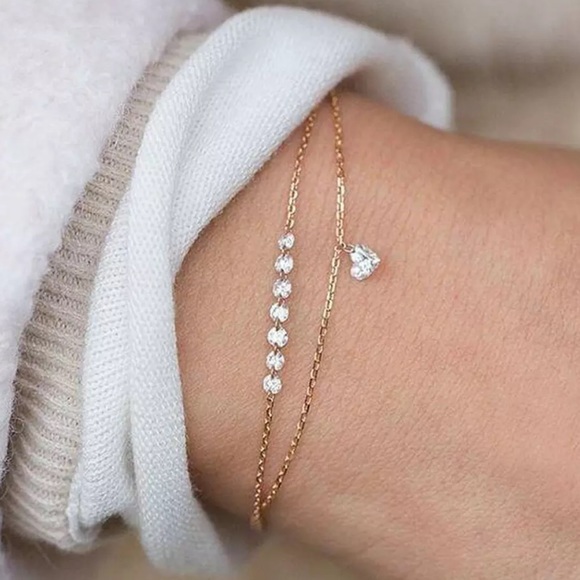 Crystal Heart ♡ Layered Bracelet GIFT - Picture 2 of 7